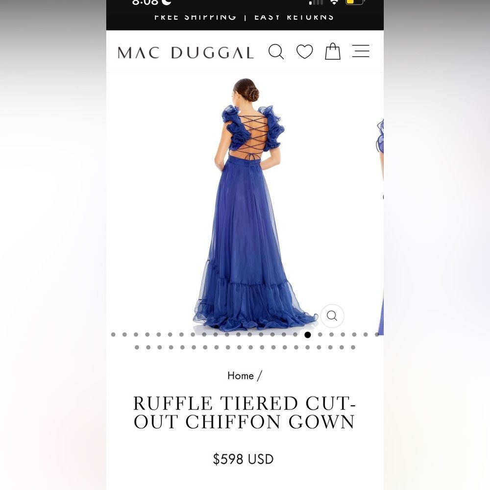 MAC DUGGAL RUFFLE TIERED CUTOUT CHIFFON GOWN - Picture 11 of 14